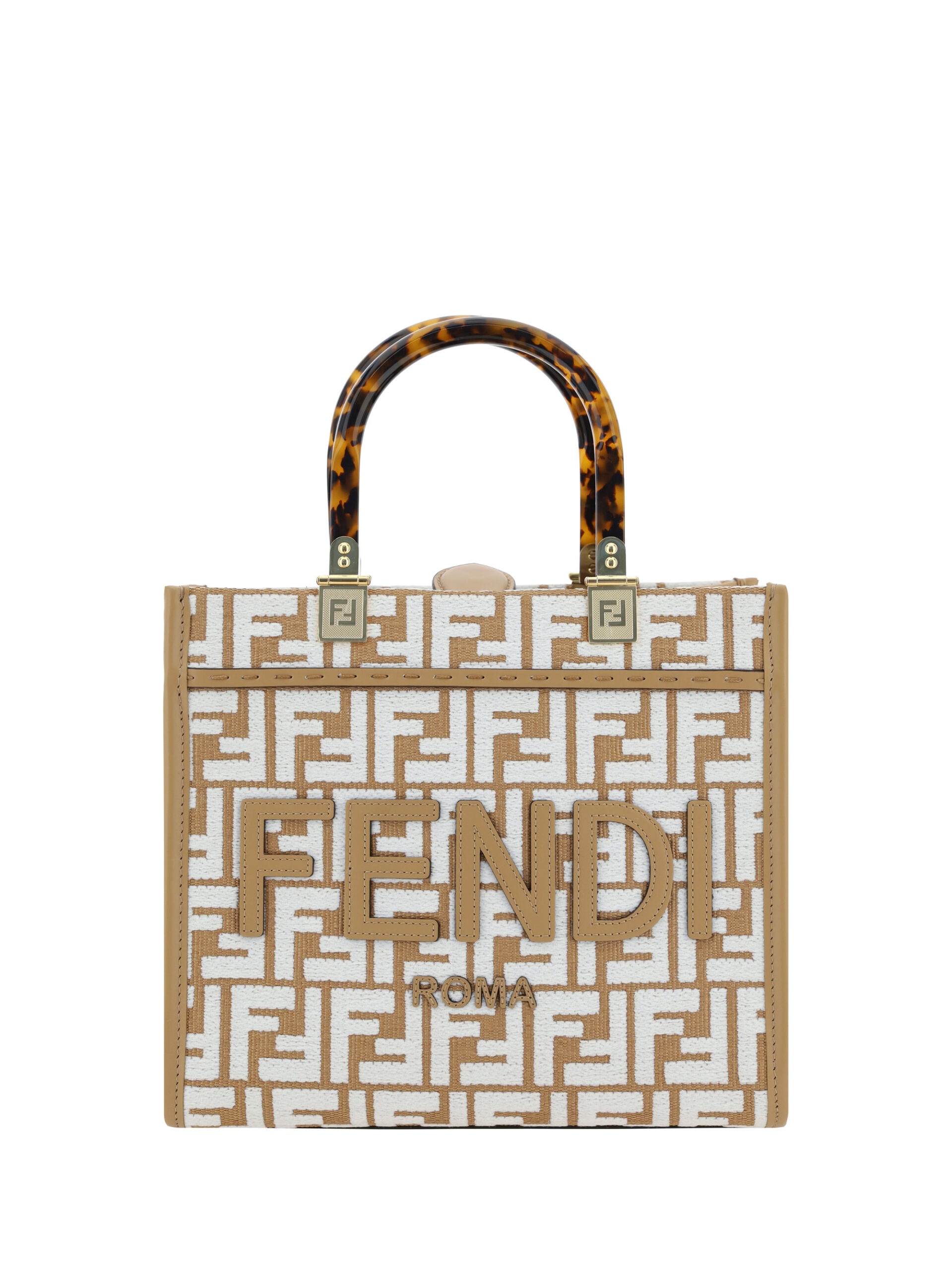 

Шикарная бежевая жаккардовая сумка Sunshine Fendi