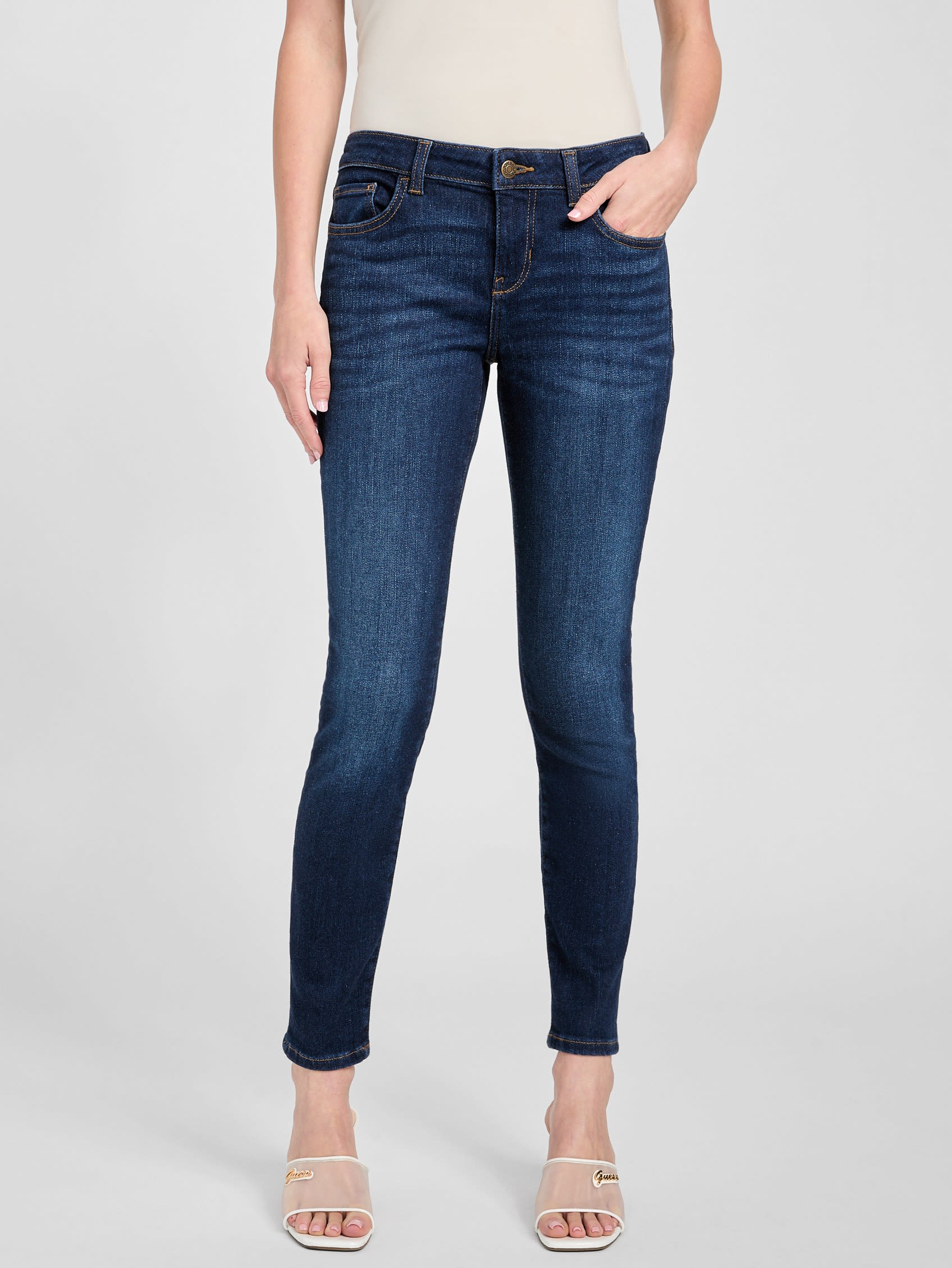 

Узкие джинсы Eco Jaymie с низкой посадкой Guess Factory, цвет dark wash