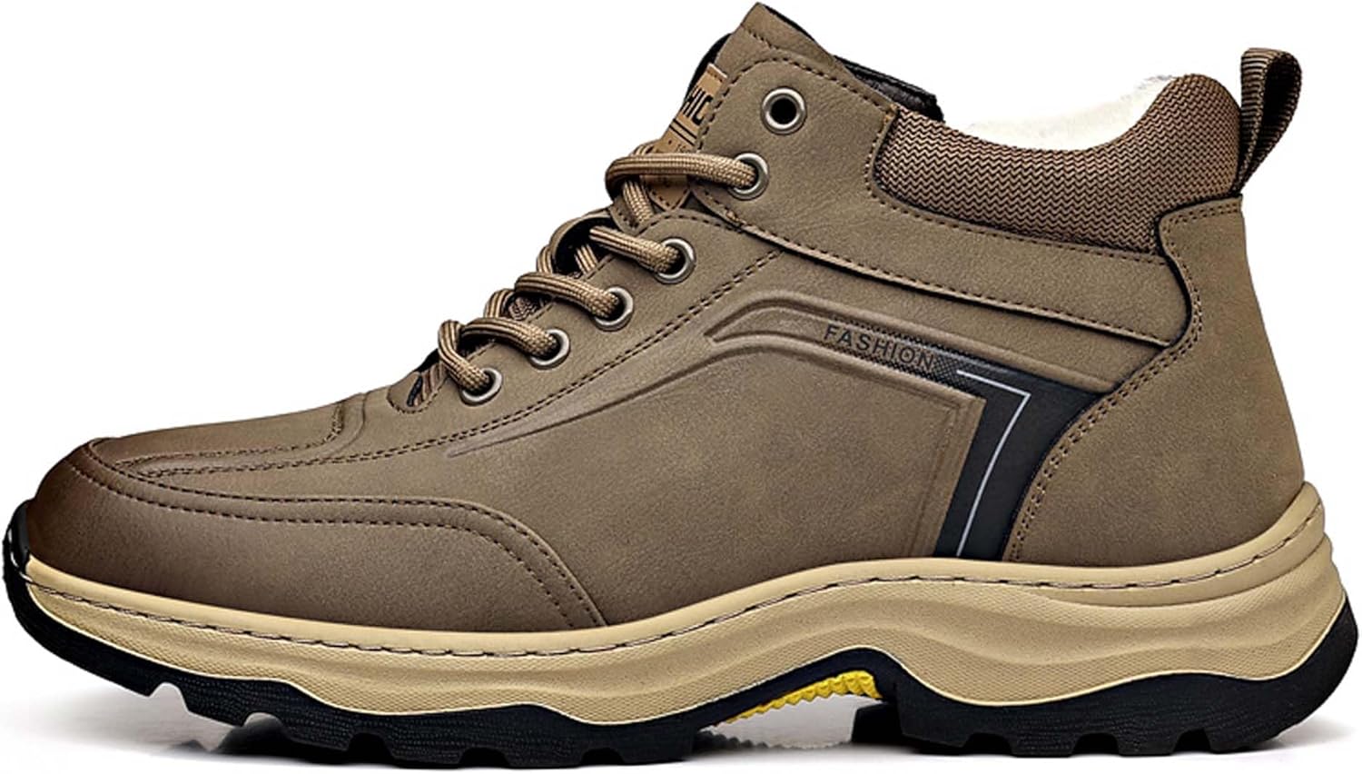 

Мужские зимние теплые ботинки с меховой подкладкой, плотным велюром и высокие хлопковые сапоги Generic, хаки