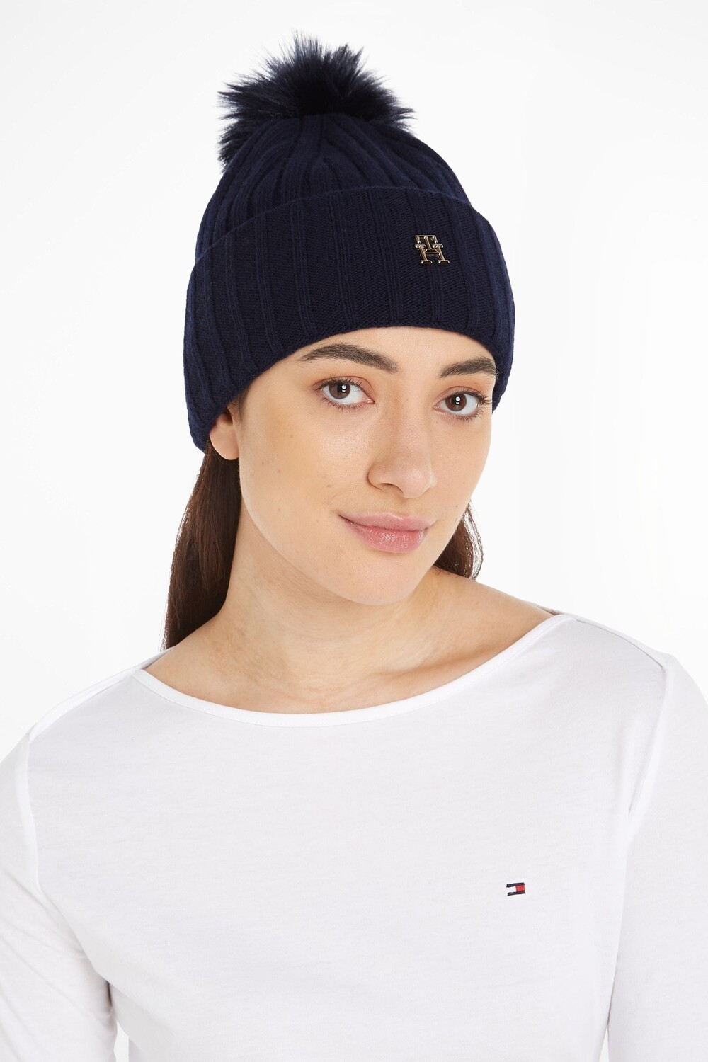 

Шикарная шапка R Essential с помпоном Tommy Hilfiger, синий