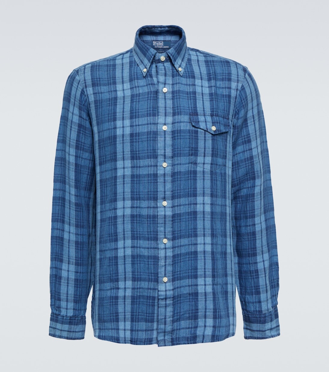 

Льняная рубашка Polo Ralph Lauren, синий