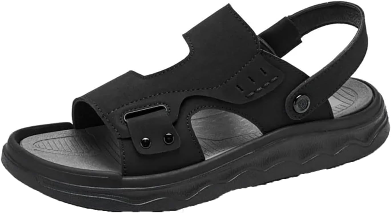 

Мужские летние сандалии на платформе для пляжа с резиновой подошвой, повседневные шлепанцы Generic, черный