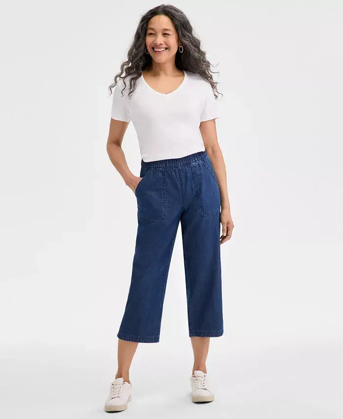 

Женские капри с завышенной талией на резинке, Regular & Petite Style & Co, синий