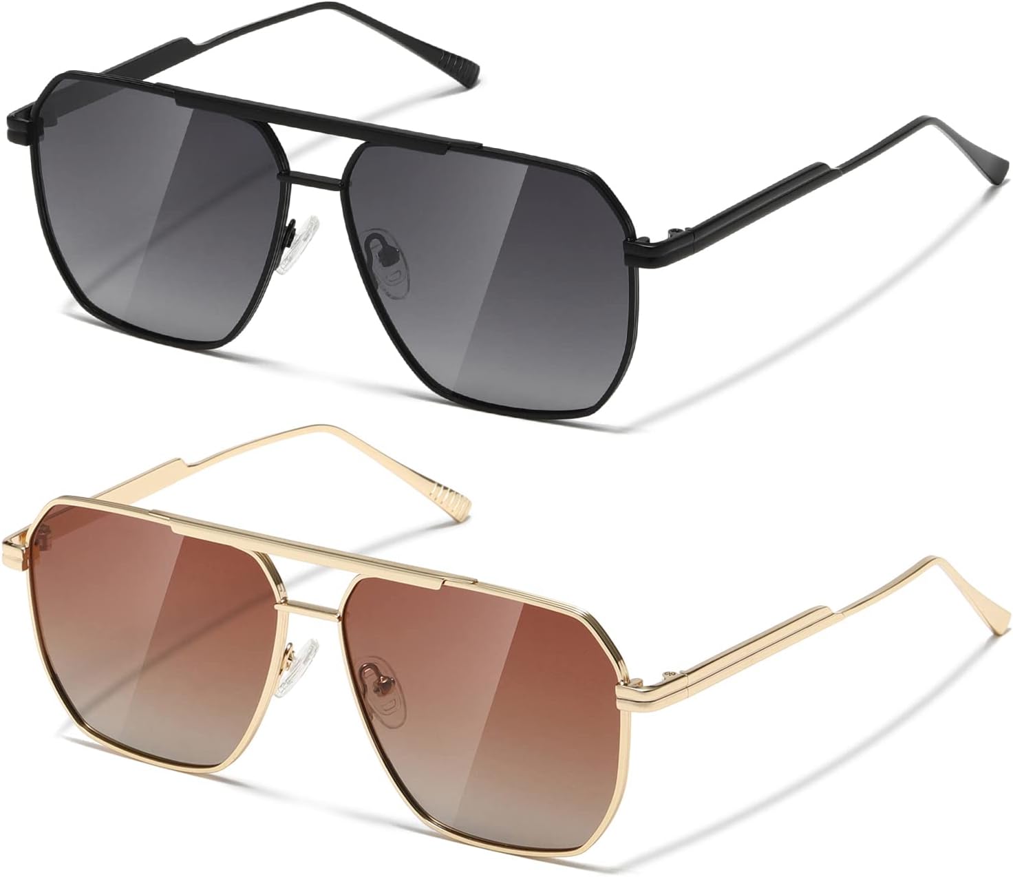 

Солнцезащитные очки MASDUN Retro Oversized Square Polarized для женщин и мужчин, винтажные, с защитой от УФ-излучения UV400, классические металлические, Gold Frame Gradient Tea/Black Frame Gradient Gray