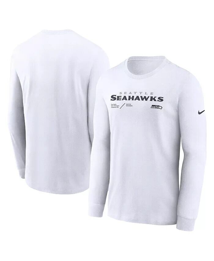 

Мужская серебристая футболка с длинным рукавом Seattle Seahawks Sideline Infograph Lock Up Performance Nike
