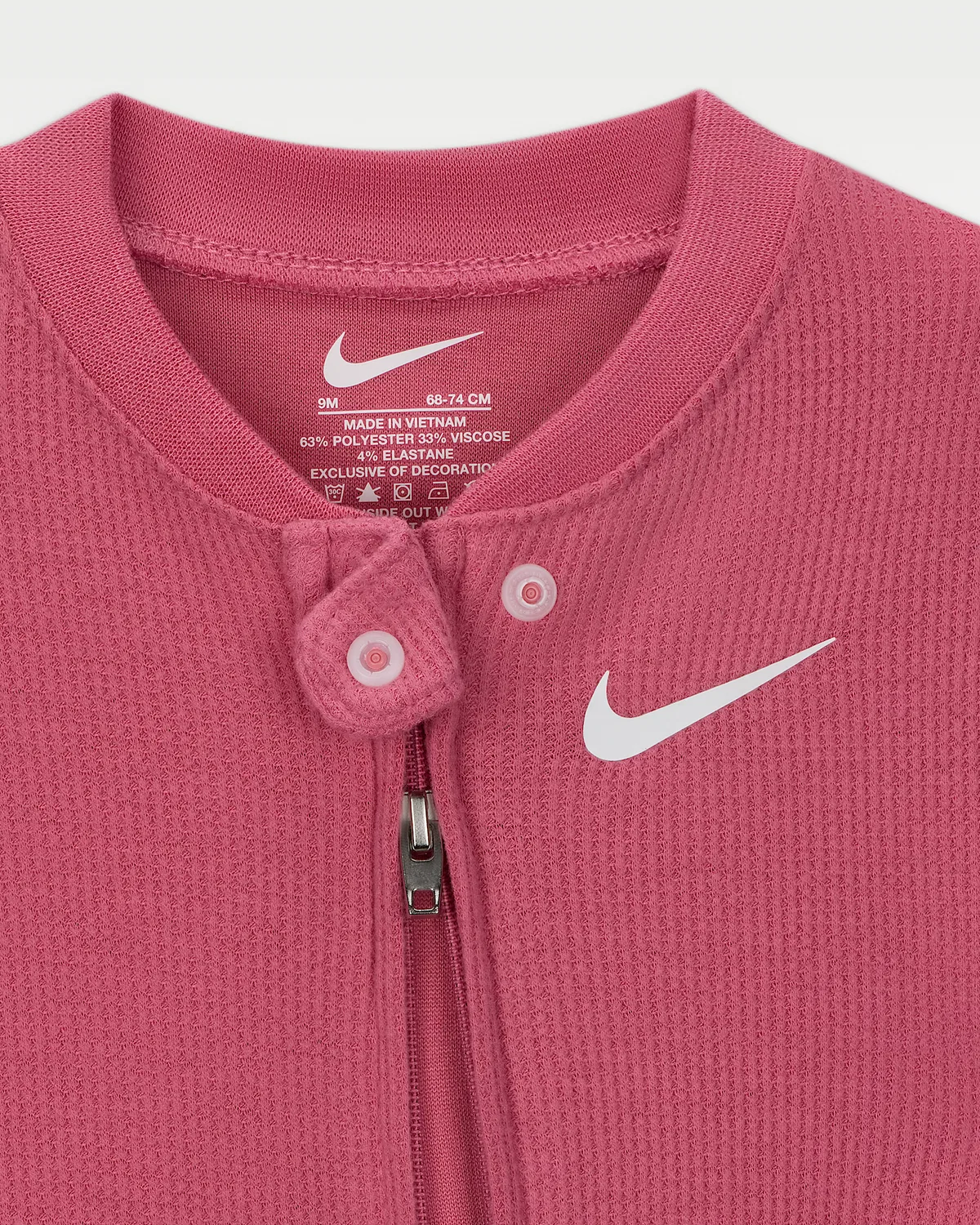 Baby Viscose Waffle Knit Footed Coverall Nike, Pink — фото 3