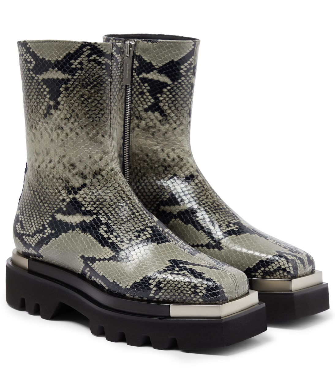 Ботильоны из кожи с эффектом змеиной кожи Peter Do, Cool Grey Python