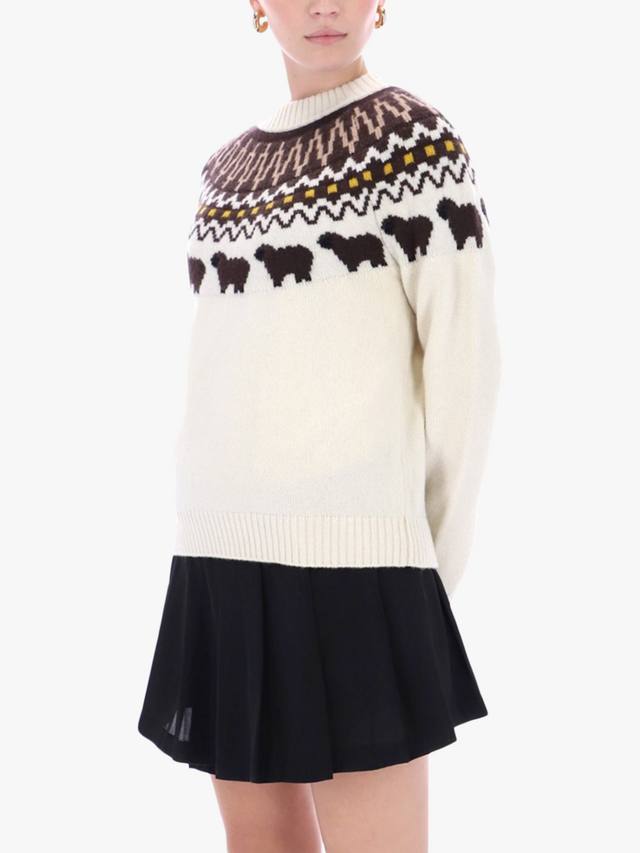 

Свитер Ashie Crew с узором Fair Isle из ягнячьей шерсти Hunter, Antique White