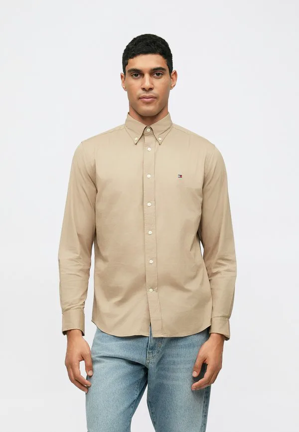 Рубашка из поплина стандартного кроя th flex Tommy Hilfiger, Coastal Taupe