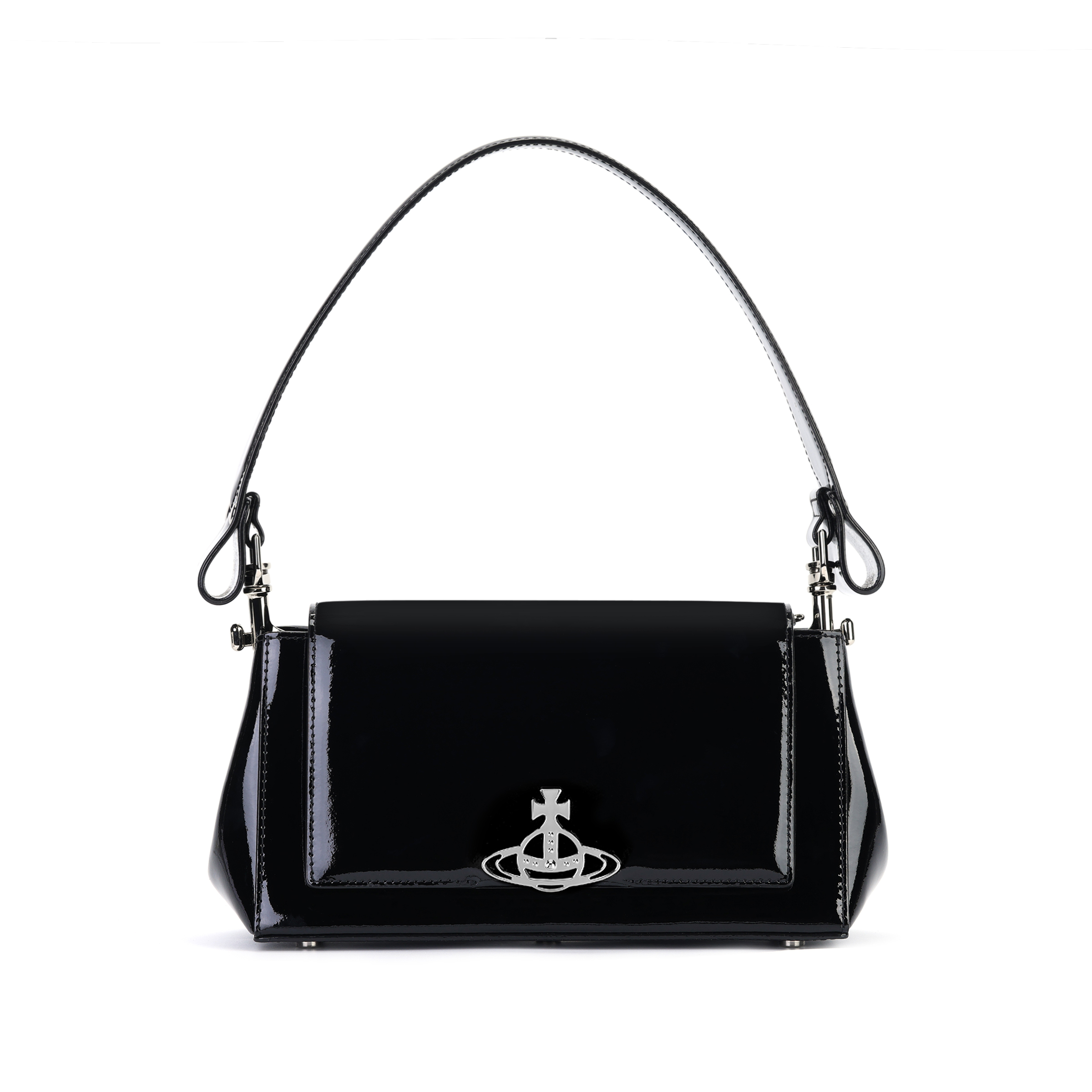 

Vivienne Westwood HAZEL Кожаная плечевая сумка багет через плечо среднего размера женская черная