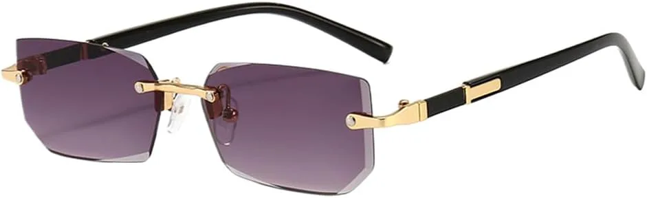 

Солнцезащитные очки без оправы для женщин и мужчин, маленькие квадратные солнцезащитные очки для женщин и мужчин, для летних путешествий generic, Gradient Purple