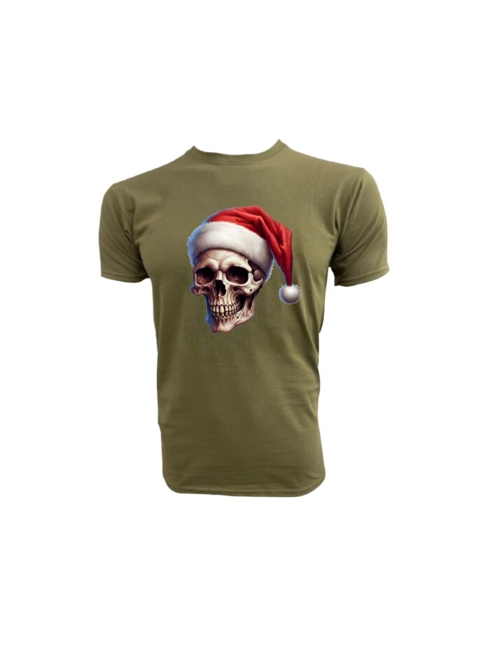 

Футболка PAULGOS Herren T-Shirt, Totenkopf Weihnachten, оливковый