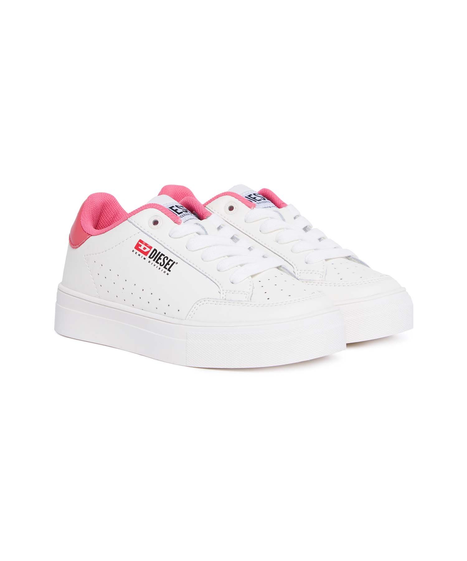 Детские кроссовки с одним фирменным логотипом. Diesel, white