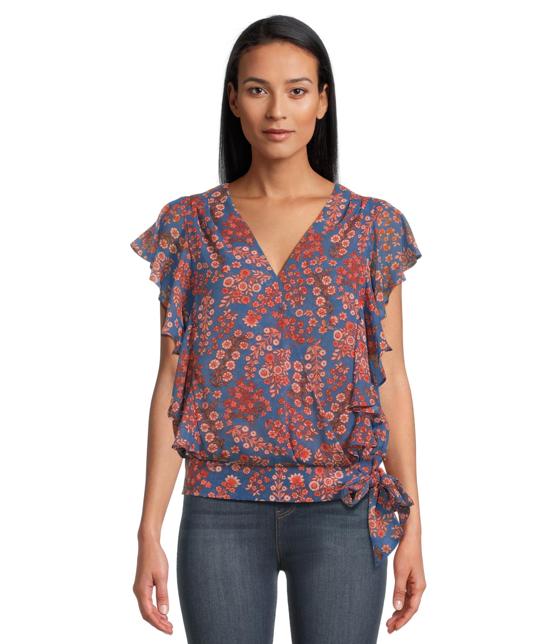 

Блуза Liverpool Los Angeles Short, цвет Blue/Pink Floral