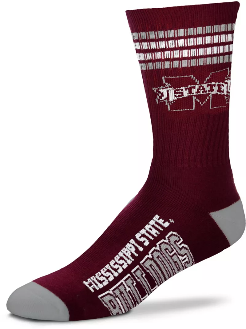 

Носки Crew с 4 полосками для босых ног Mississippi State Bulldogs For Bare Feet