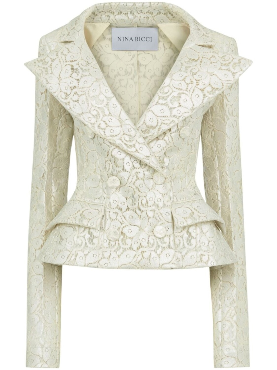 

Nina Ricci кружевной блейзер с баской, нейтральный цвет