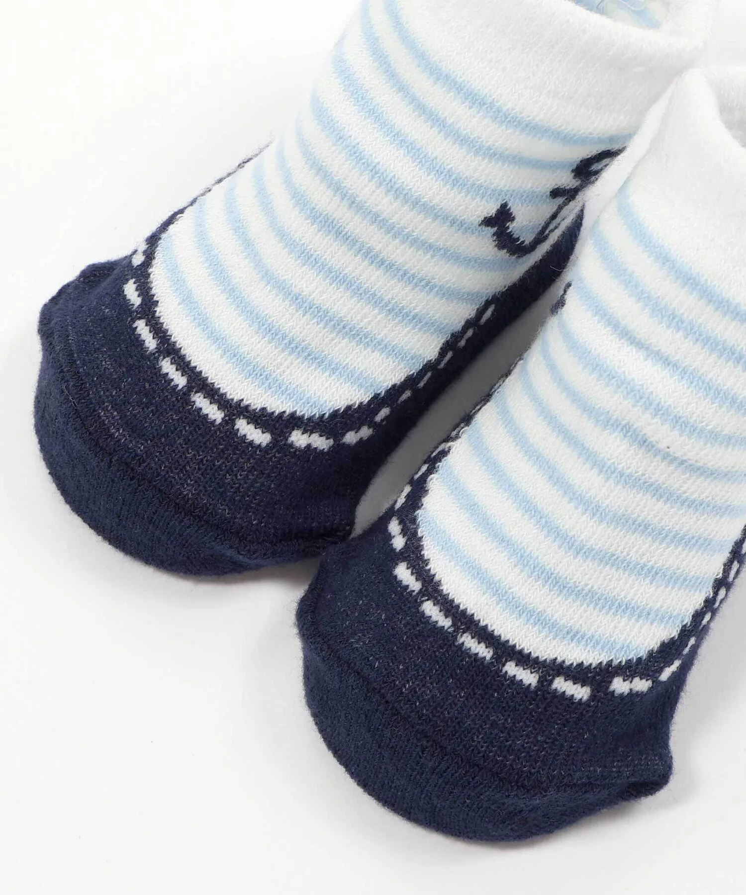 Детские носки в полоску с якорем fillot de bebe reduction жёлтые — фото 4