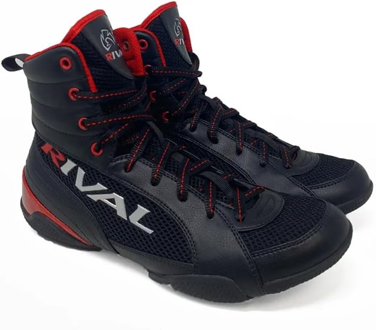 Боксерские кроссовки RIVAL Boxing RSX-Guerrero Deluxe Mid-Top с улучшенной внутренней посадкой, черный/красный — фото 3