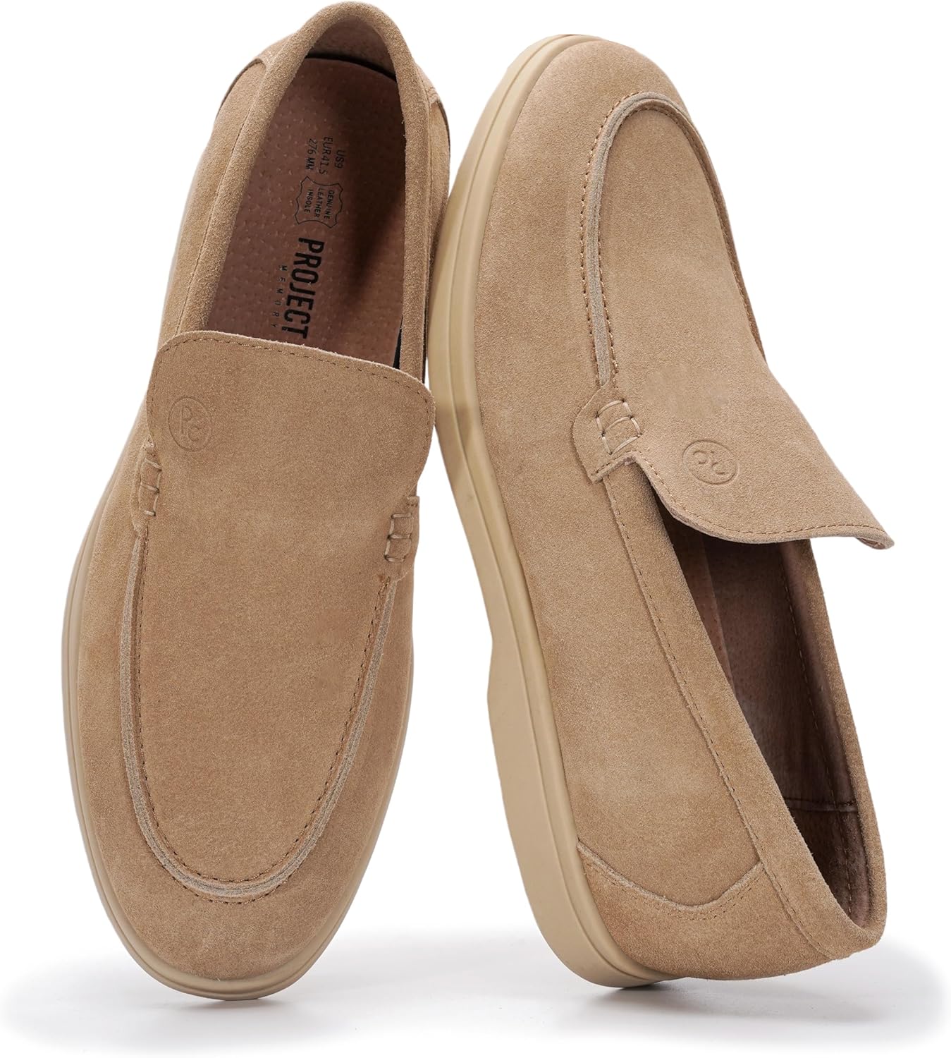 

Мужские туфли Project Cloud из 100 натуральной кожи с подошвой из пены с эффектом памяти, венецианские лоферы для мужчин - обувь с нескользящей подошвой, мокасины, повседневные мужские туфли (Mark), Camel Suede