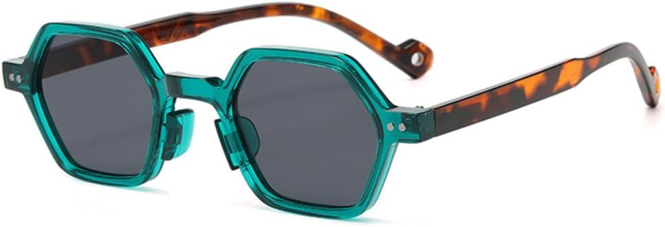 

Мужские солнцезащитные очки в стиле ретро Polygon, конфетно-зеленый леопардовый принт, солнцезащитные очки UV400 для женщин, модные панк-очки с заклепками TYUVIVO, Green Leopard Grey