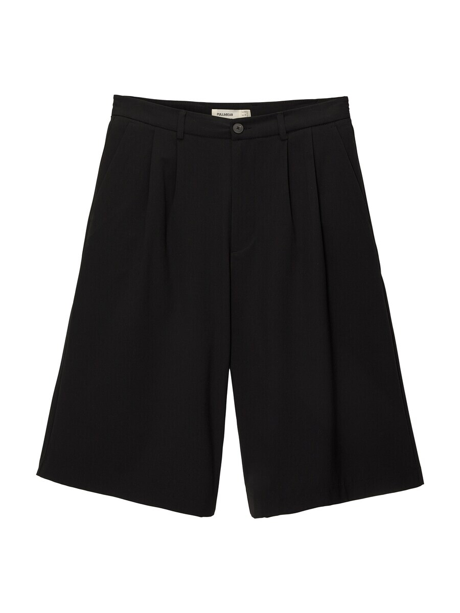 

Шорты чинос Pull&Bear Wide leg Pleat-Front Pants, черный