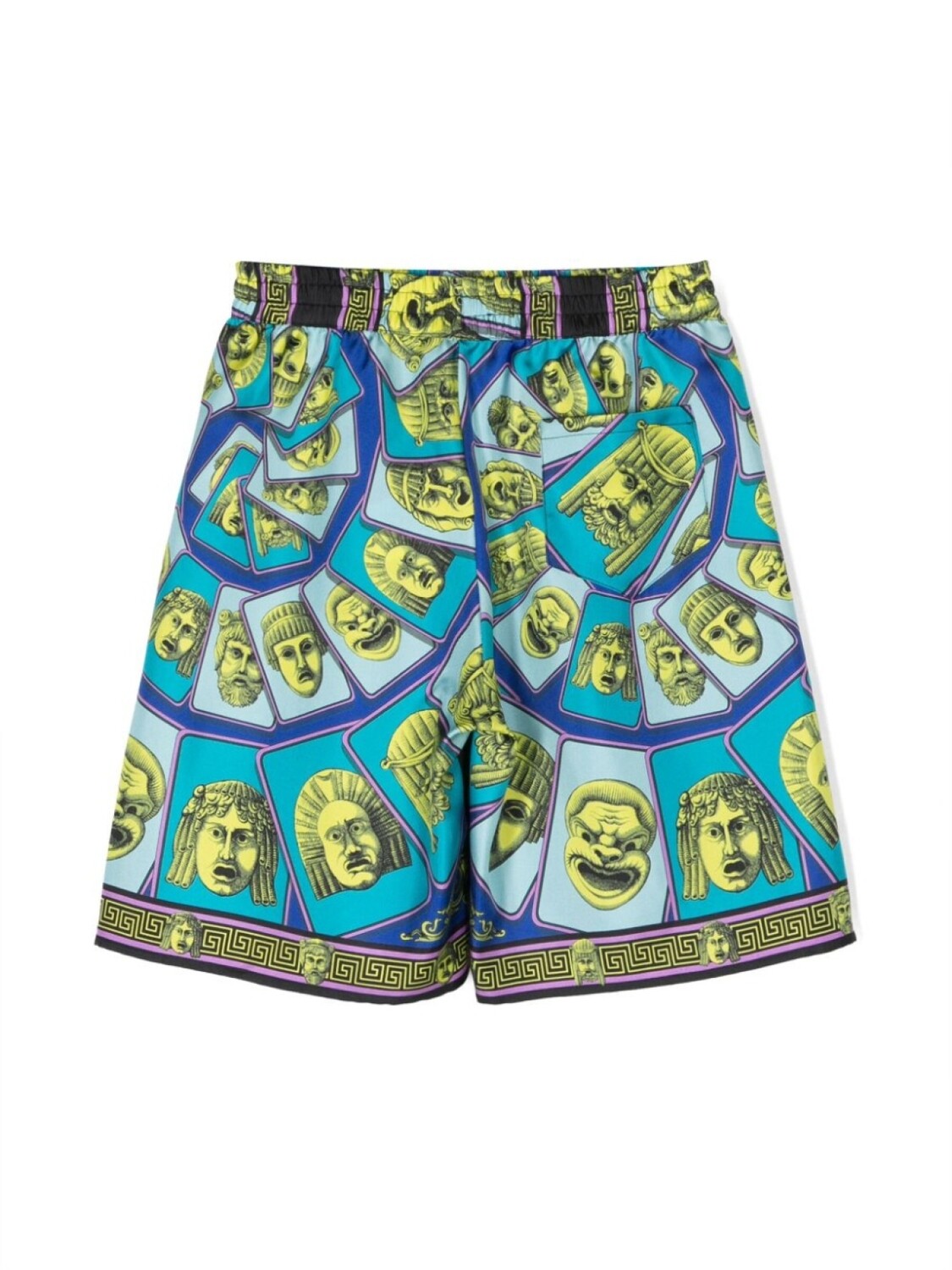 Versace Kids шелковые шорты с принтом Le Maschere, зеленый — фото 2