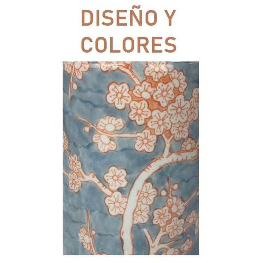 

Настольная лампа DKD Home Decor Фарфор Синий Оранжевый Полиэстер Blomster (35 x 35 x 57 см)