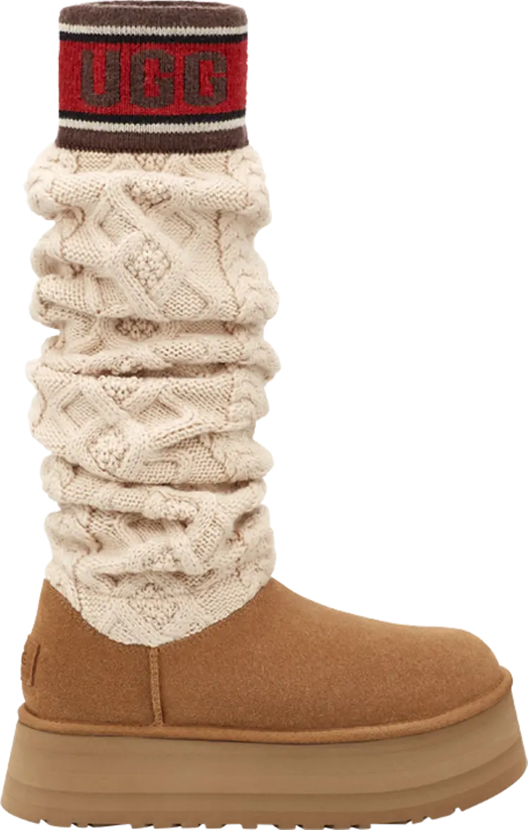 Кроссовки Wmns Classic Sweater Letter Tall 'Chestnut', коричневый