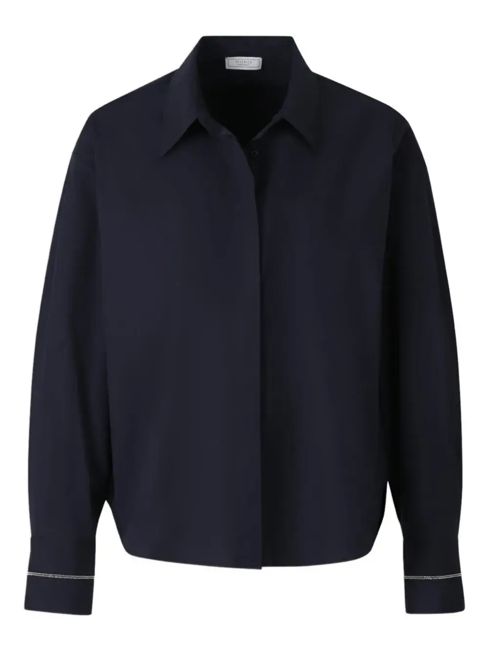 

Рубашка с украшенными манжетами и укороченным подолом Peserico, синий