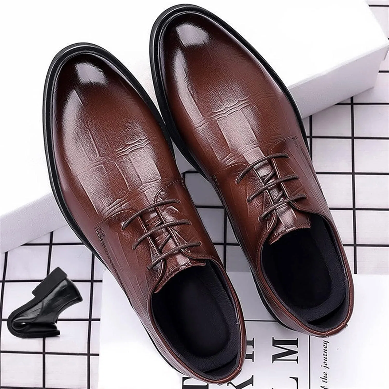 Generic Туфли Herren Kleiderschuhe Männer Schuhe Trend Feste Farbe PU Klassische Runde Zehen Business Casual Oxford Schuhe Männer (schwarz, 255) — фото 3