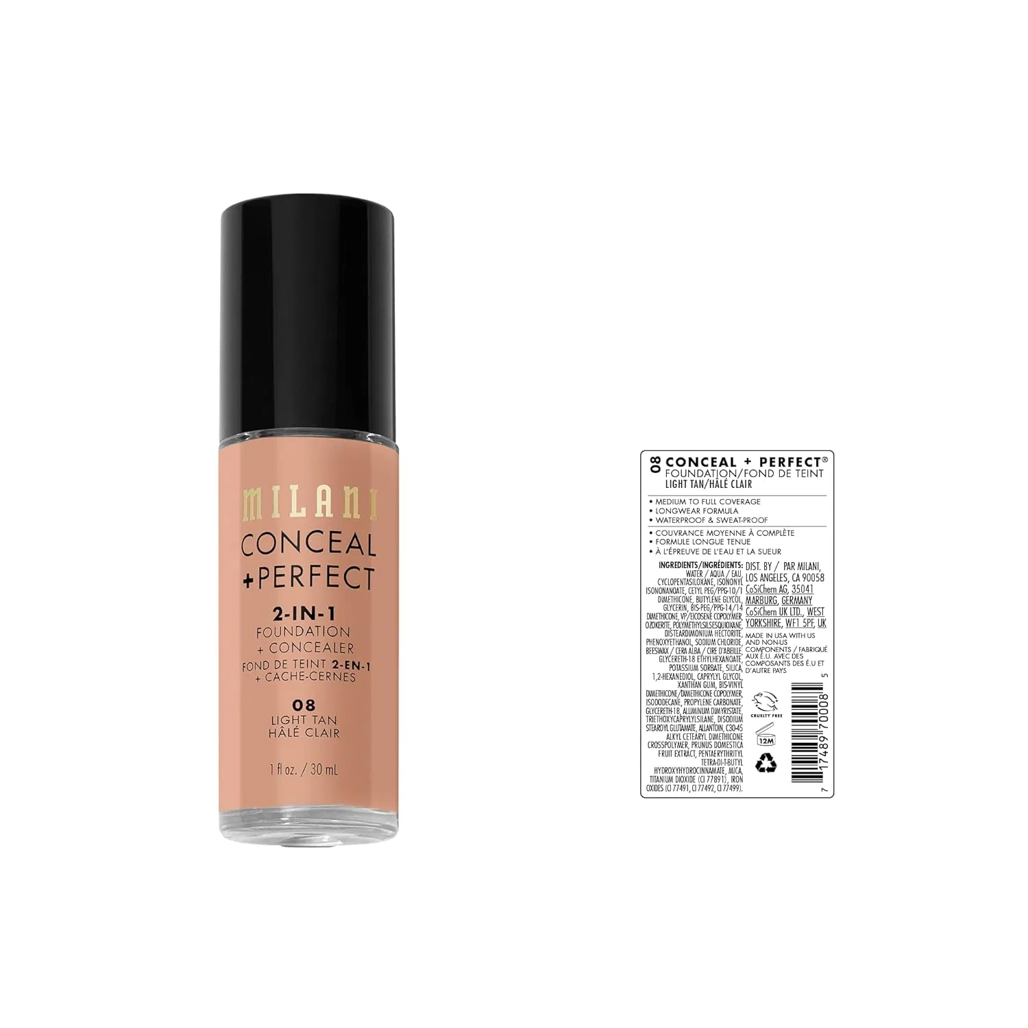 Тональная основа и консилер MILANI Conceal + Perfect 2-In-1 Milani, Lightly Tanned — фото 2