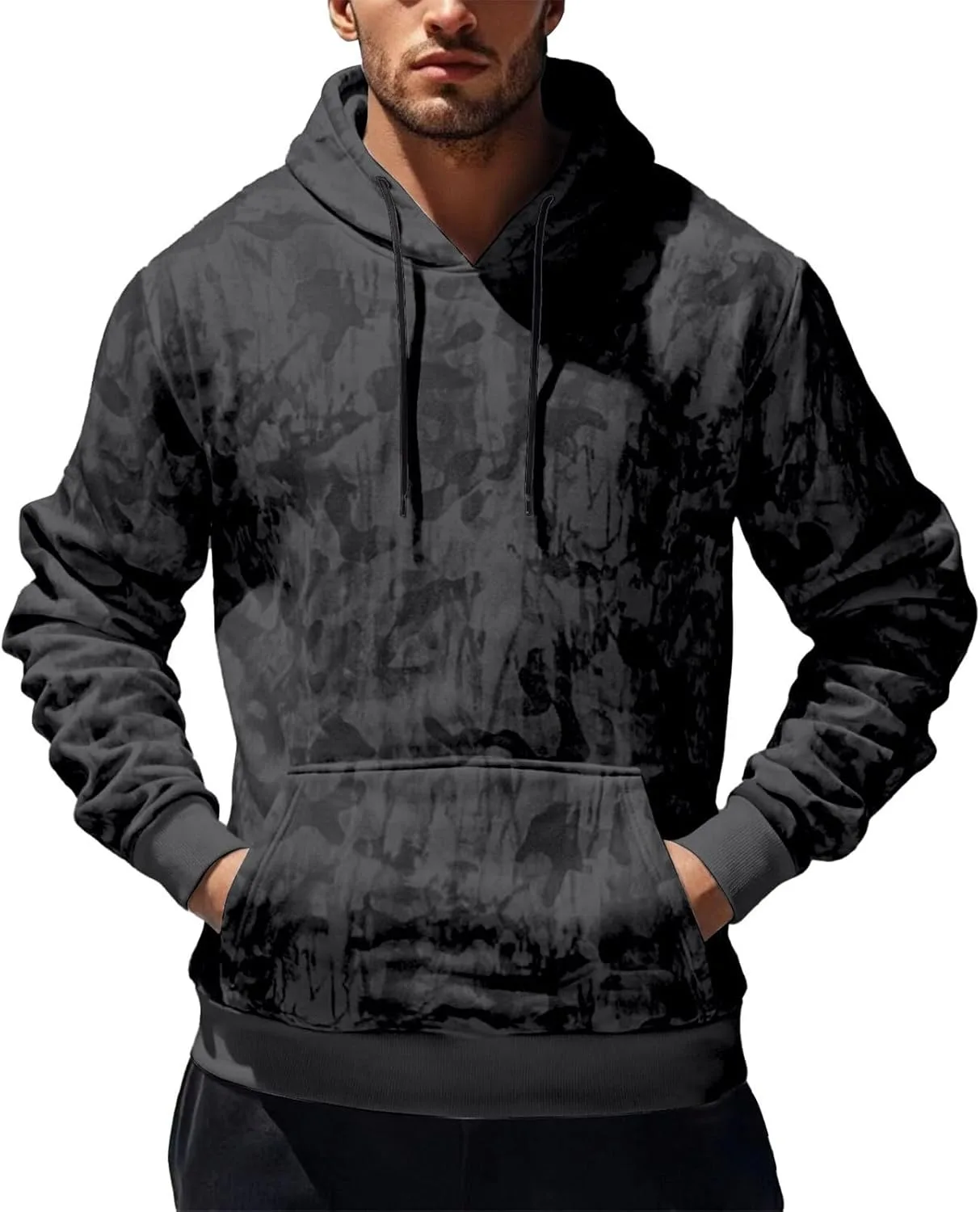 Мужская толстовка с капюшоном Tie Dye, флисовая, с кулиской — фото 2