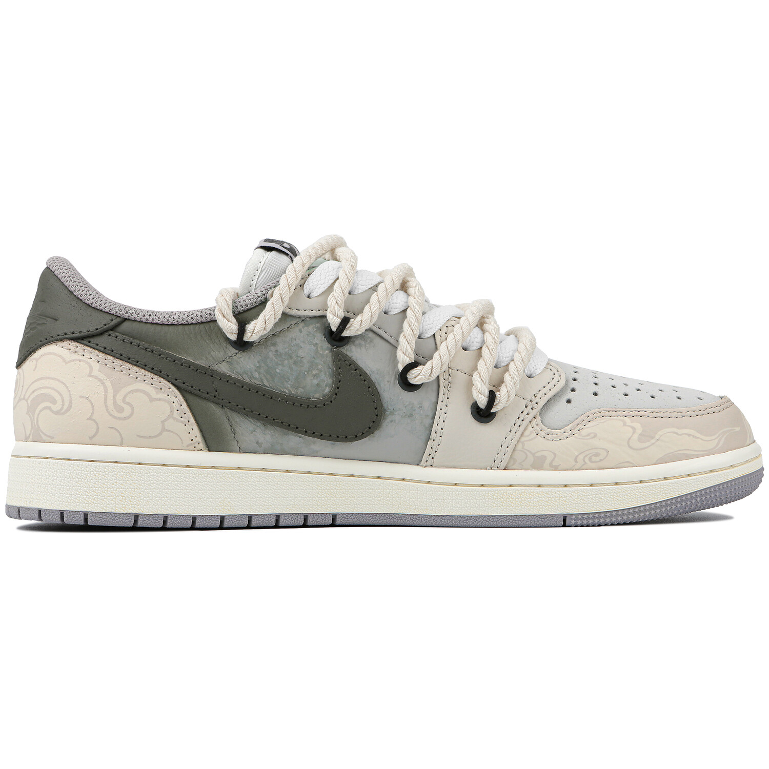 Кроссовки Air Jordan 1 Vintage Basketball Shoes Unisex Low-top Beige/green, зеленый — фото 2