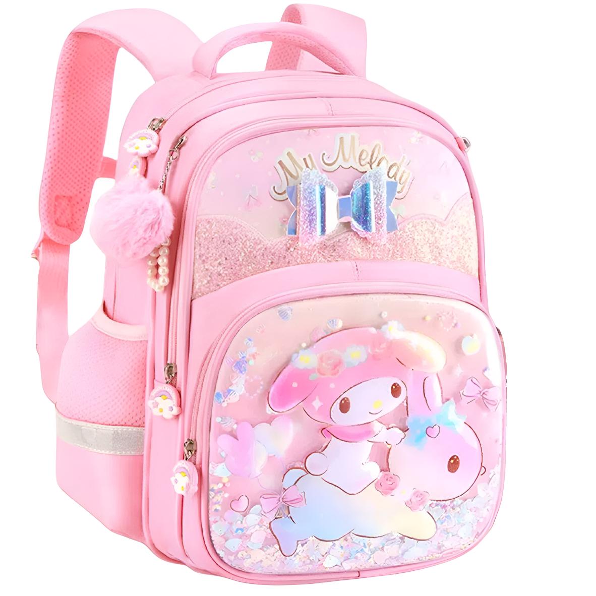 

Студенческий рюкзак из полиэстера обычный детский разноцветный Sanrio, розовый