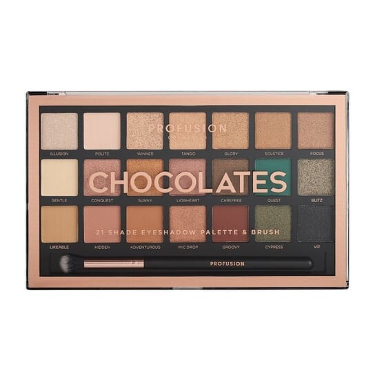 

Палетка из 21 оттенка теней с кисточкой Profusion, Chocolates Eyeshadow