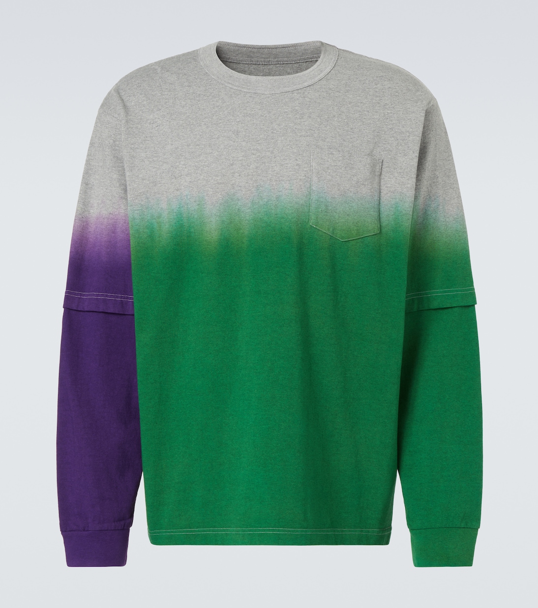 

Толстовка из окрашенного хлопка Sacai, зеленый