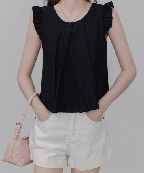 

Gossip！ロサンゼルス Футболка с круглым вырезом, рукавами-воланами и сборками, Gossip Los Angeles, черный