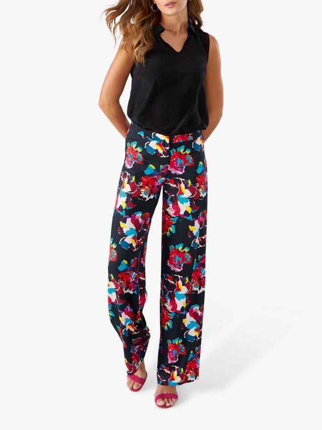 

Широкие брюки с абстрактным цветочным принтом Pure Collection, Black