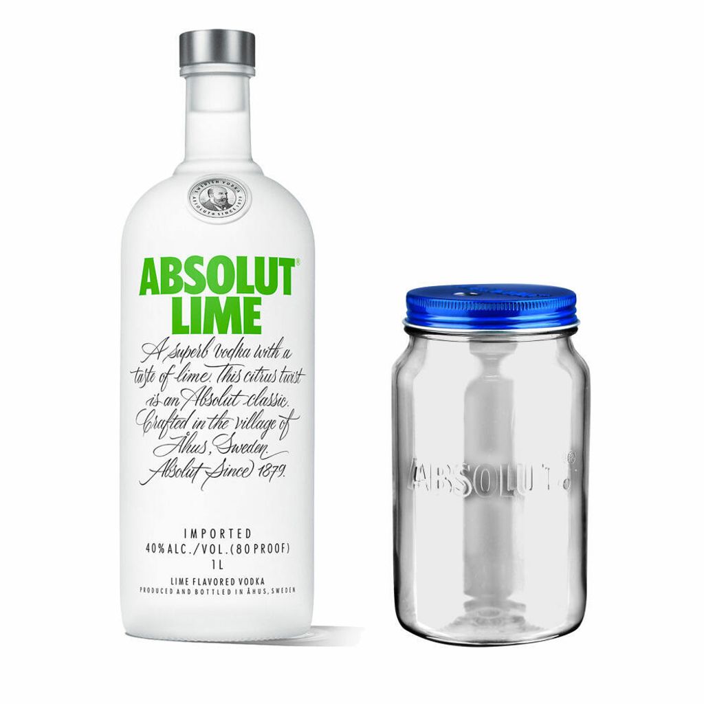 

Набор Absolut Vodka Lime с Absolut Jar, водка со вкусом лайма, ликер, спирт, алкоголь, бутылка, 40%, 1 л