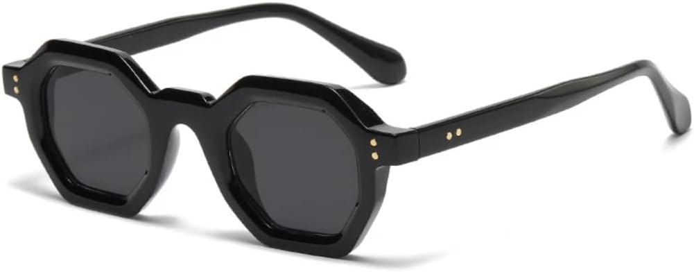 

Модные солнцезащитные очки Polygon Small Square для женщин, ретро с заклепками, мужские солнцезащитные очки UV400, трендовые, для активного отдыха и спорта UATXTAU, Black Gray