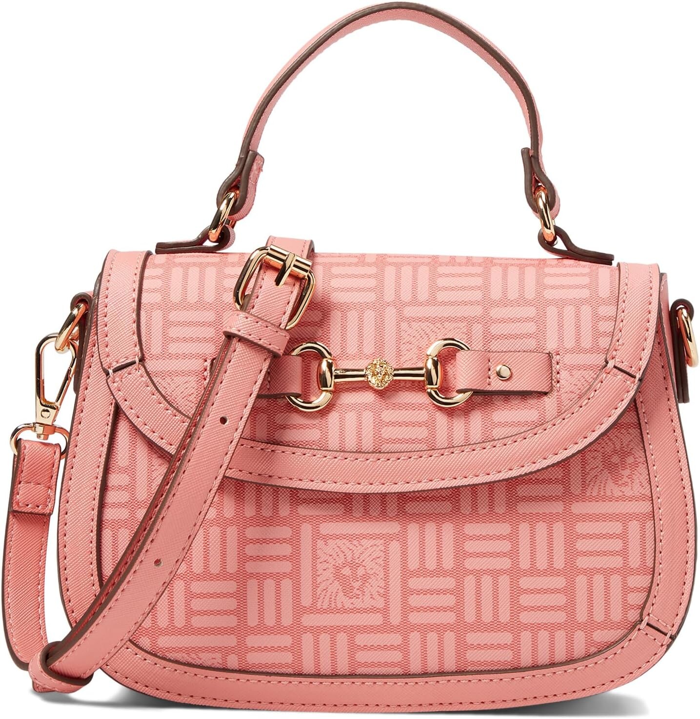 

Сумка Anne Klein Horsebit Flap Satchel In Logo, цвет Coral Pink Tonal/Coral Pink, Розовый, Сумка Anne Klein Horsebit Flap Satchel In Logo, цвет Coral Pink Tonal/Coral Pink