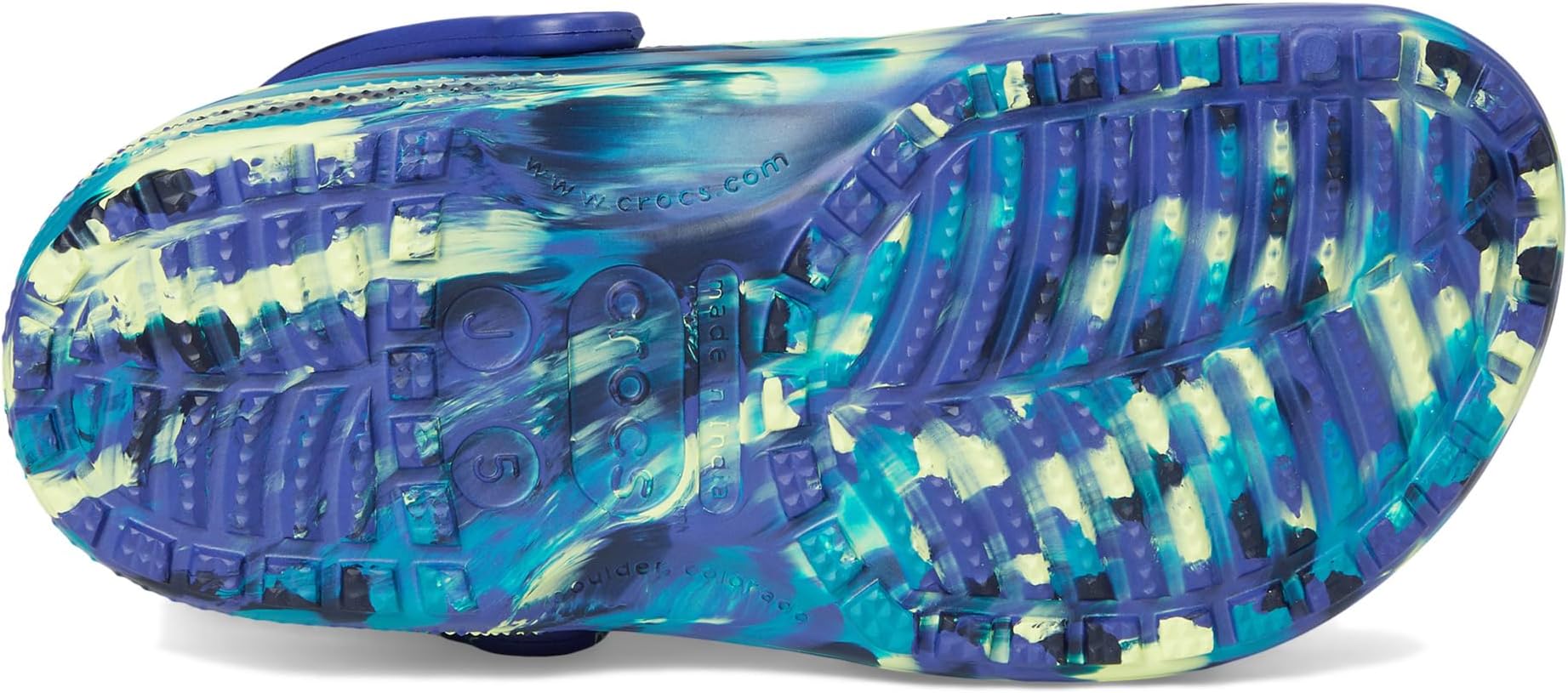 Сабо Crocs Kids Classic Marbled Tie-Dye Clog, цвет Navy/Turbo Teal — фото 3
