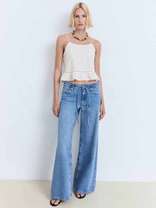 

Топ Gidget с кружевной вышивкой Mango, Natural White