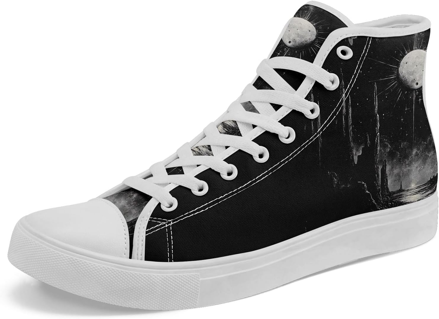 

Высокие кеды на платформе AWSOLE SunMoon с принтом для мужчин и женщин, стильная обувь с небесной тематикой, дышащие и легкие, белый/черный/серый