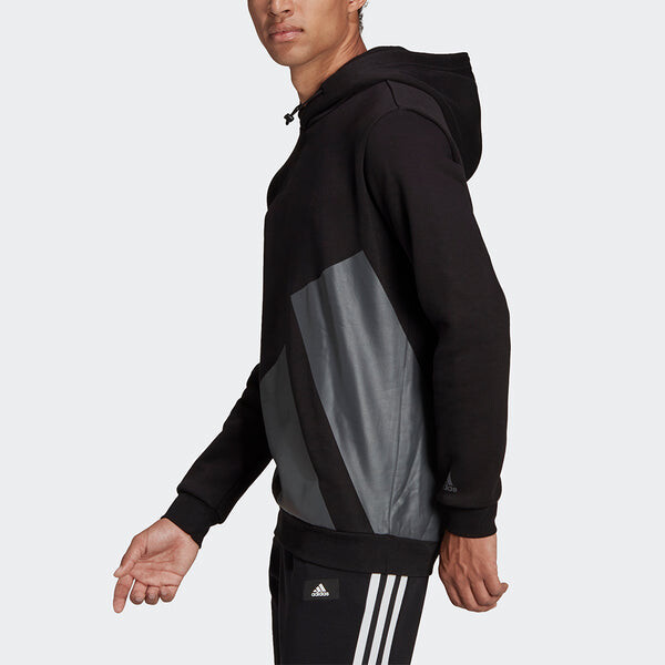 Толстовка Men's adidas Large Logo Hood Casual Sports Pullover Black, черный — фото 4