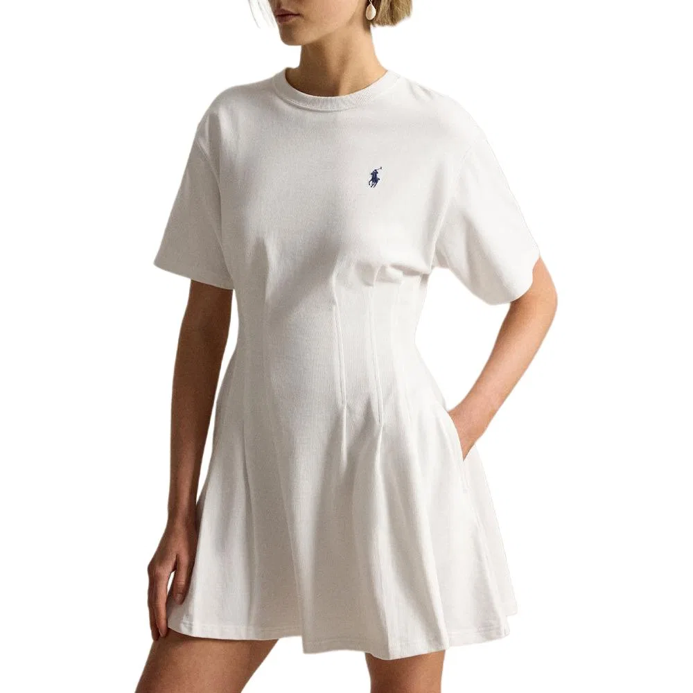 Платье короткое с коротким рукавом Polo Ralph Lauren белое — фото 4