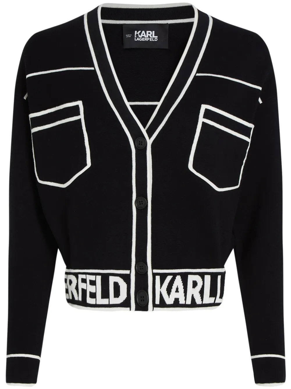 

Укороченный кардиган с логотипом KARL LAGERFELD, черный