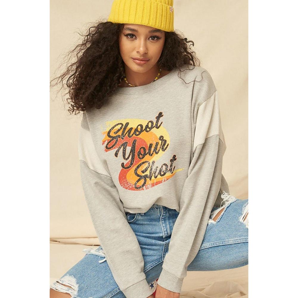 

Свитшот с графическим принтом из французского трикотажа FASHNZFAB, цвет heather grey