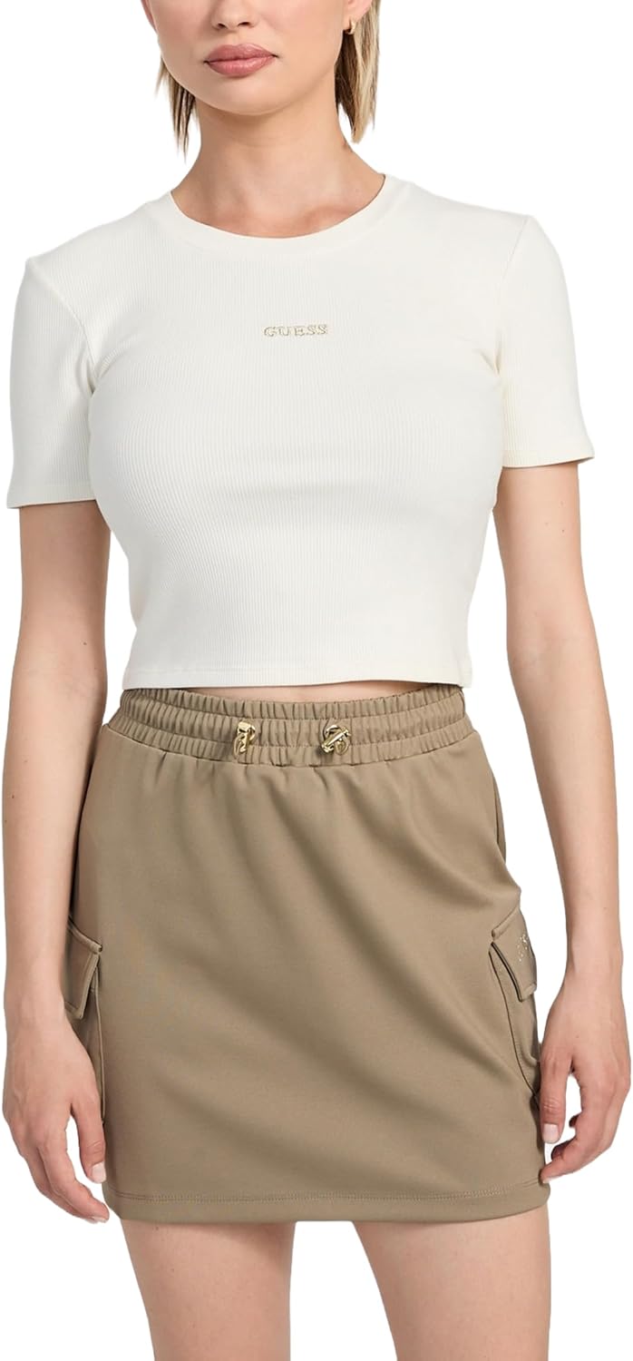 

GUESS Женские Экологичные Короткие Рукава Carla Вязаные Топы, Neige White