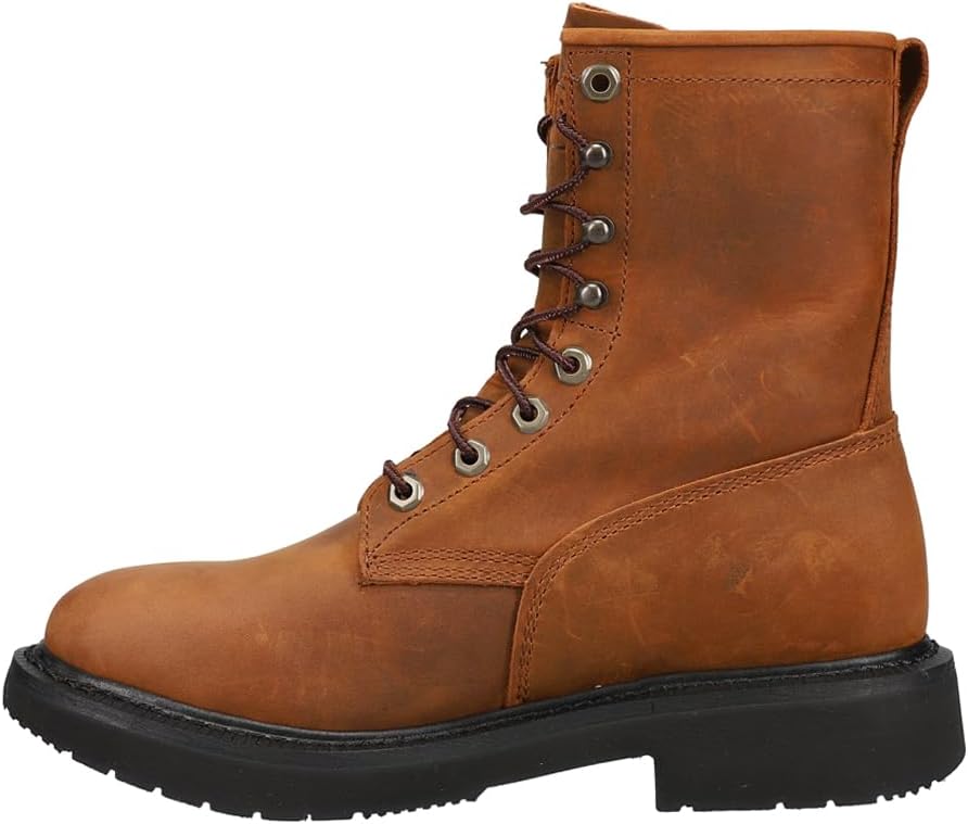 Мужские ботинки Justin Boot Company (DISC) (WSL) Livestock коричневого цвета, 20 см, с круглым мягким носком, на шнуровке — фото 3